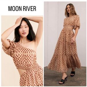 MOON RIVER ~ CHECKERBOARD ONE SLEEVE DRESS